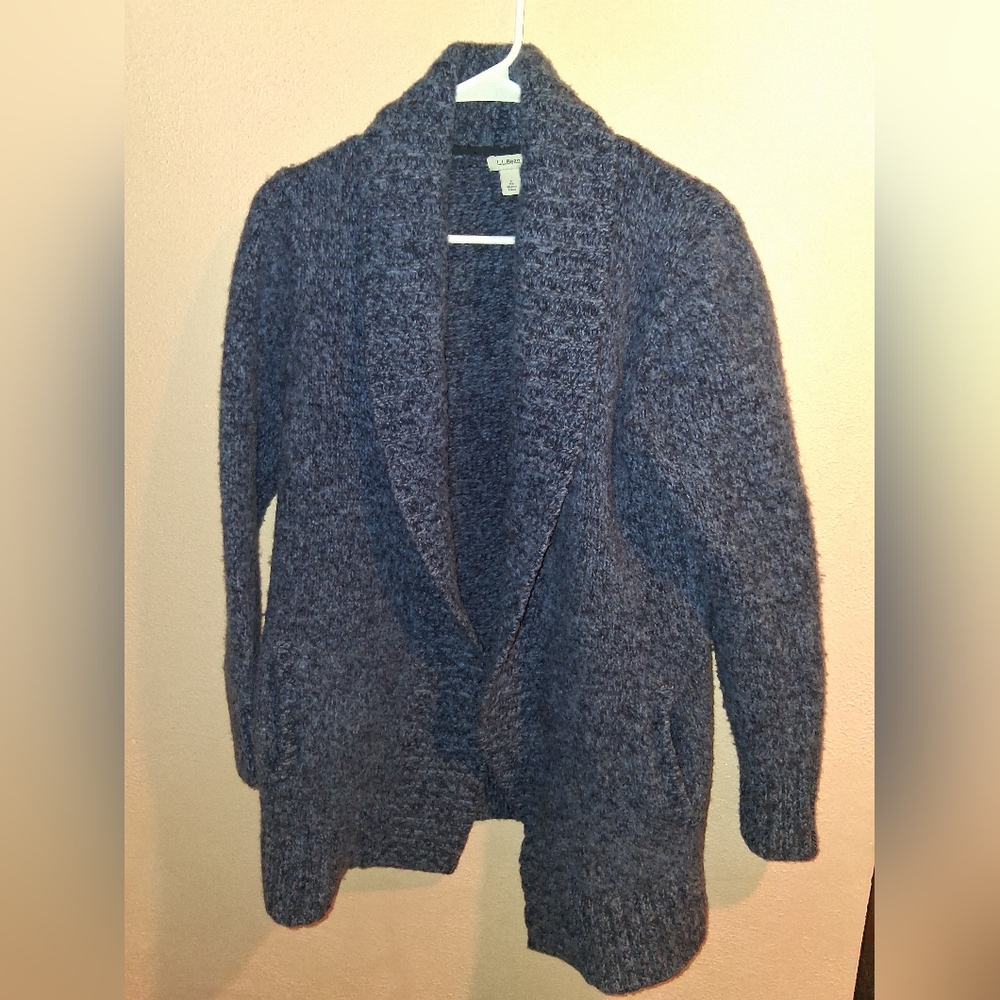 L.L. Bean Women's Cozy Shawl Collar Cardigan - Heathered Navy